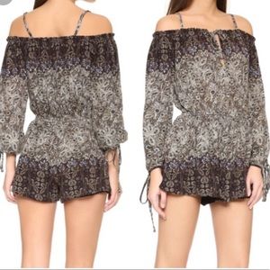 Off-Shoulder Paisley Print Romper